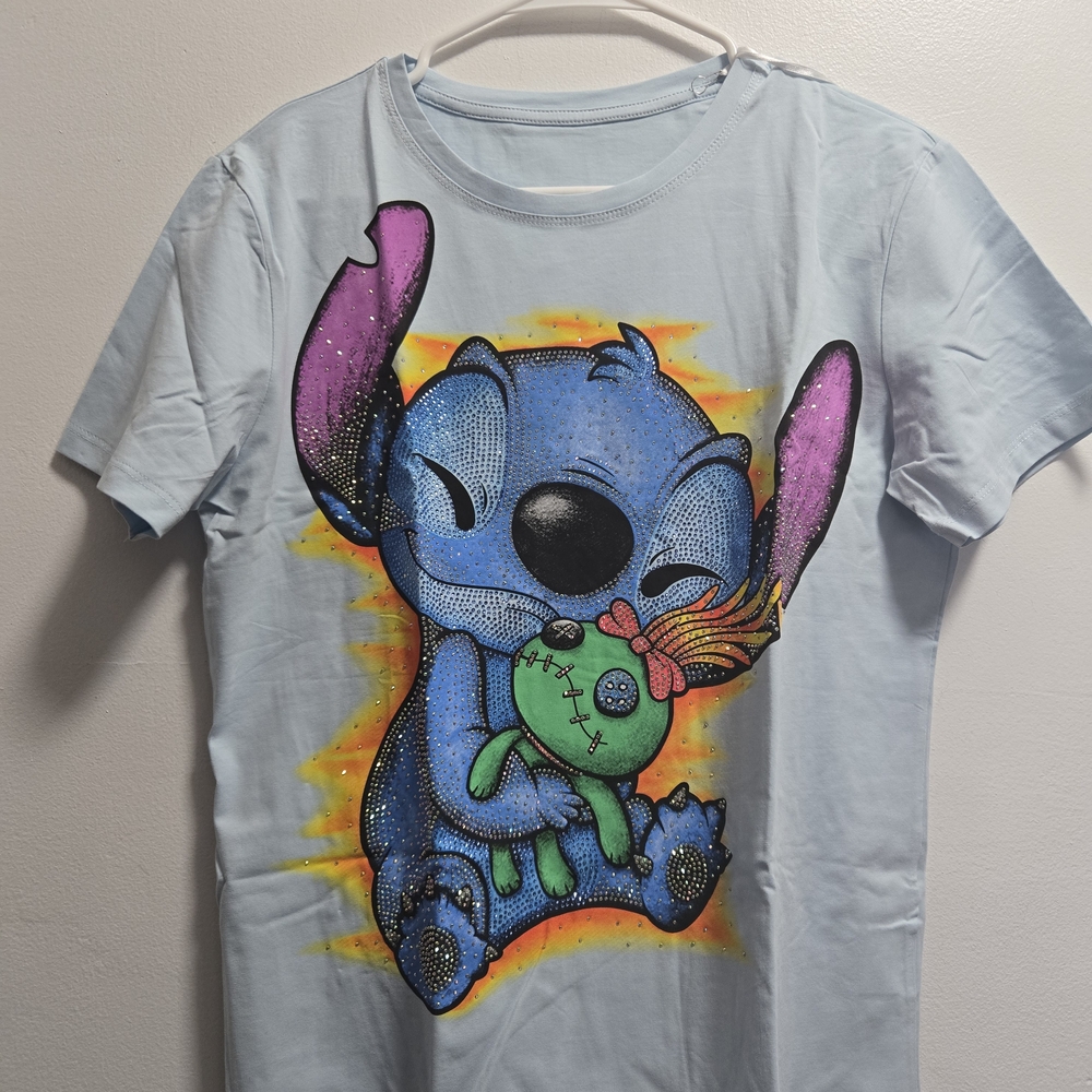 Light Blue T-Shirt with Blue Stitch Graphic